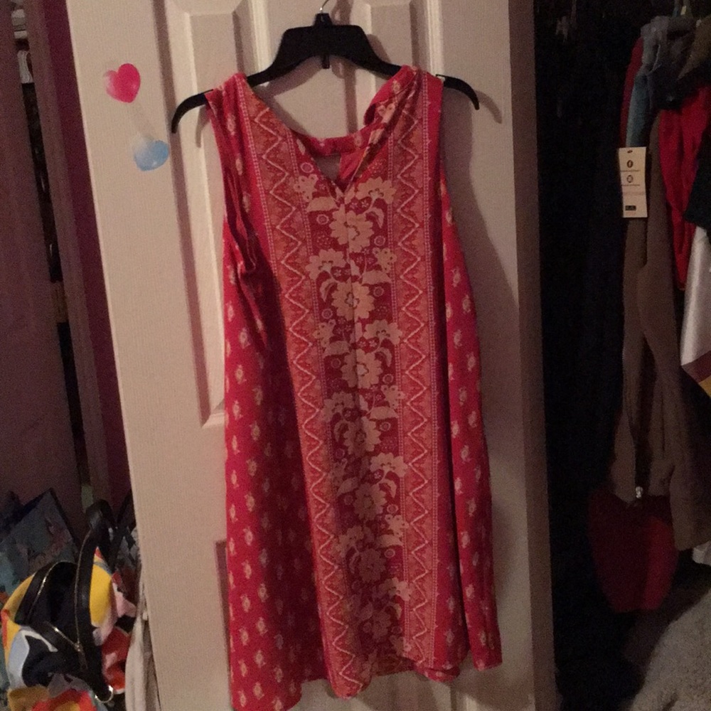 Salmon colored knee length shift dress